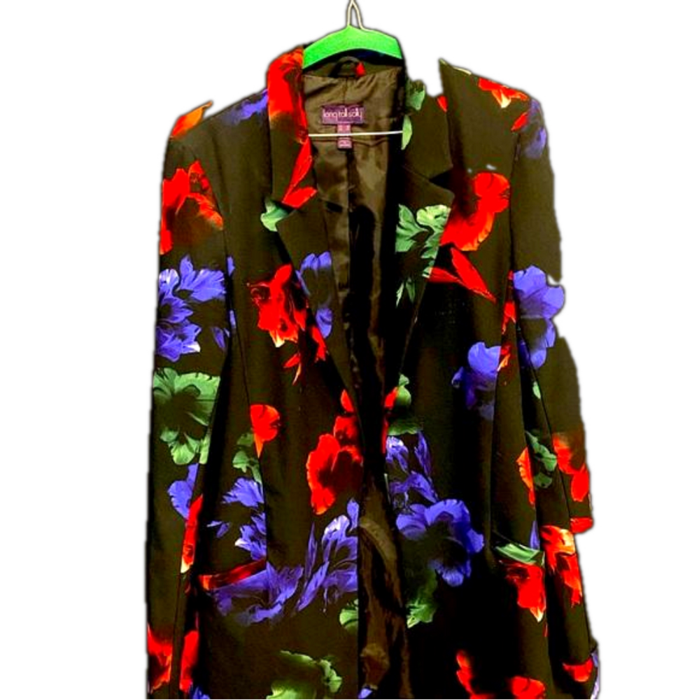 Long Tall Sally Floral Blazer - Black, Red, Blue